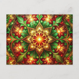 Decorative Red Green Christmas Holiday Postcard ポストカード