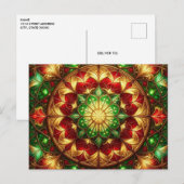 Decorative Red Green Christmas Holiday Postcard ポストカード (正面/裏面)