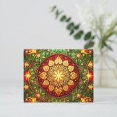 Decorative Red Green Christmas Holiday Postcard ポストカード (スタンド正面)