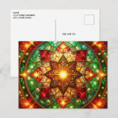 Decorative Red Green Christmas Holiday Postcard ポストカード (正面/裏面)