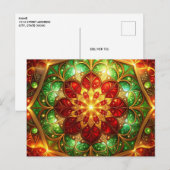 Decorative Red Green Christmas Holiday Postcard ポストカード (正面/裏面)