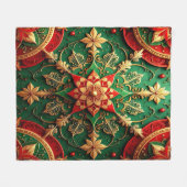 Decorative Red Green Fleece Blanket フリースブランケット (正面(横))