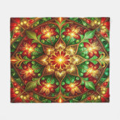 Decorative Red Green Fleece Blanket フリースブランケット (正面(横))