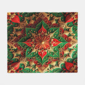 Decorative Red Green Fleece Blanket フリースブランケット (正面(横))