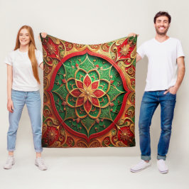 Decorative Red Green Fleece Blanket フリースブランケット