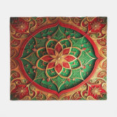 Decorative Red Green Fleece Blanket フリースブランケット (正面(横))