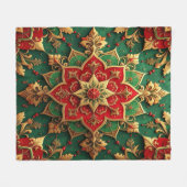 Decorative Red Green Fleece Blanket フリースブランケット (正面(横))