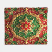 Decorative Red Green Fleece Blanket フリースブランケット (正面(横))
