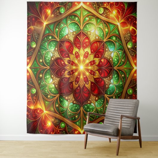 Decorative Red Green Holiday Backdrop タペストリー (インサイチュ)