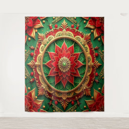 Decorative Red Green Holiday Backdrop タペストリー