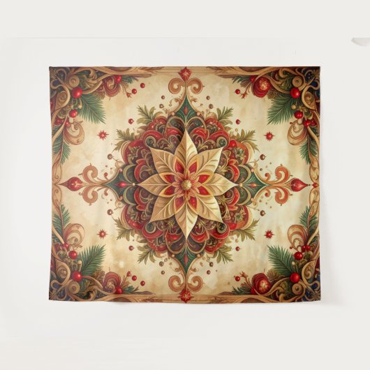 Decorative Red Green Holiday Backdrop タペストリー (正面(横))