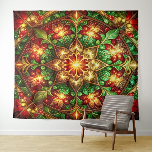 Decorative Red Green Holiday Backdrop タペストリー (インサイチュ(横))