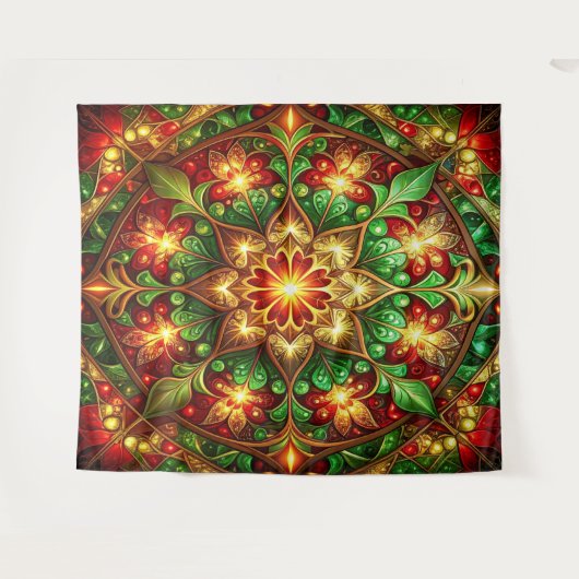 Decorative Red Green Holiday Backdrop タペストリー (正面(横))