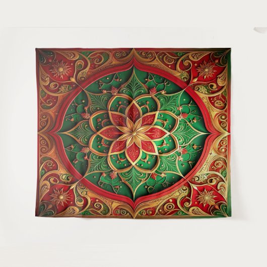 Decorative Red Green Holiday Backdrop タペストリー (正面(横))