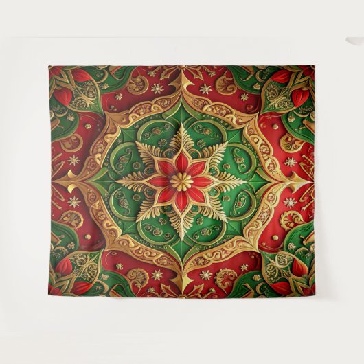 Decorative Red Green Holiday Backdrop タペストリー (正面(横))