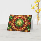 Decorative Red Green Holiday Card カード (黄色い花)