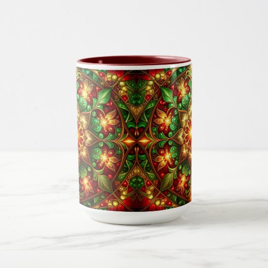 Decorative Red Green Holiday Mug マグカップ (中央)