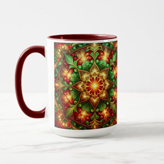 Decorative Red Green Holiday Mug マグカップ (左)