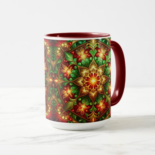 Decorative Red Green Holiday Mug マグカップ (正面右)