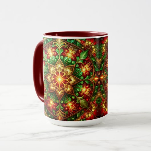 Decorative Red Green Holiday Mug マグカップ (正面左)