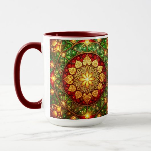 Decorative Red Green Holiday Mug マグカップ (左)