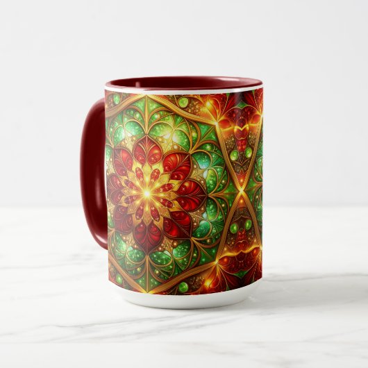 Decorative Red Green Holiday Mug マグカップ (正面左)