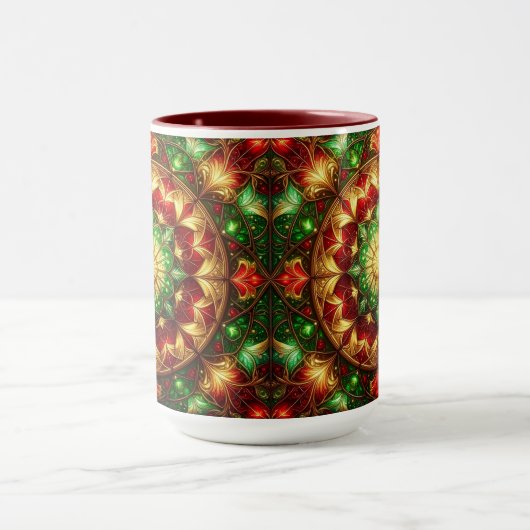 Decorative Red Green Holiday Mug マグカップ (中央)