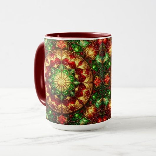 Decorative Red Green Holiday Mug マグカップ (正面左)