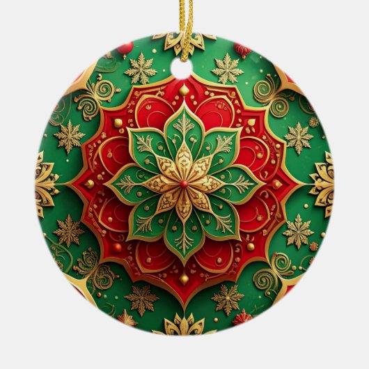 Decorative Red Green Holiday Ornament セラミックオーナメント (正面)