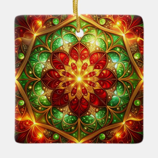 Decorative Red Green Holiday Ornament セラミックオーナメント (正面)