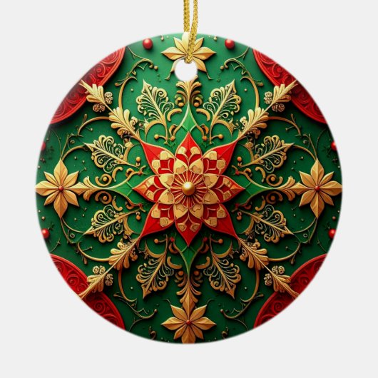 Decorative Red Green Holiday Ornament セラミックオーナメント (正面)