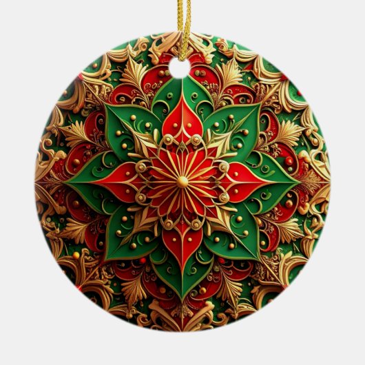 Decorative Red Green Holiday Ornament セラミックオーナメント (正面)