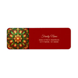 Decorative Red Green Holiday Return Address ラベル