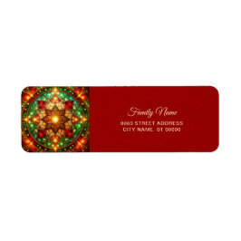 Decorative Red Green Holiday Return Address ラベル