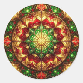 Decorative Red Green Holiday Sticker ラウンドシール