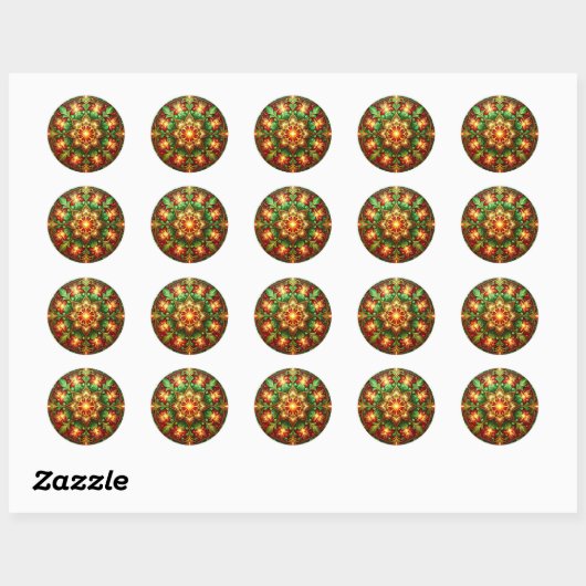 Decorative Red Green Holiday Sticker ラウンドシール (シート)