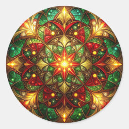 Decorative Red Green Holiday Sticker ラウンドシール