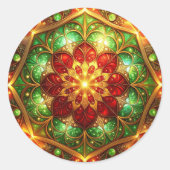 Decorative Red Green Holiday Sticker ラウンドシール (正面)