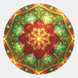 Decorative Red Green Holiday Sticker ラウンドシール