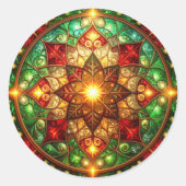 Decorative Red Green Holiday Sticker ラウンドシール (正面)