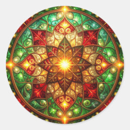 Decorative Red Green Holiday Sticker ラウンドシール