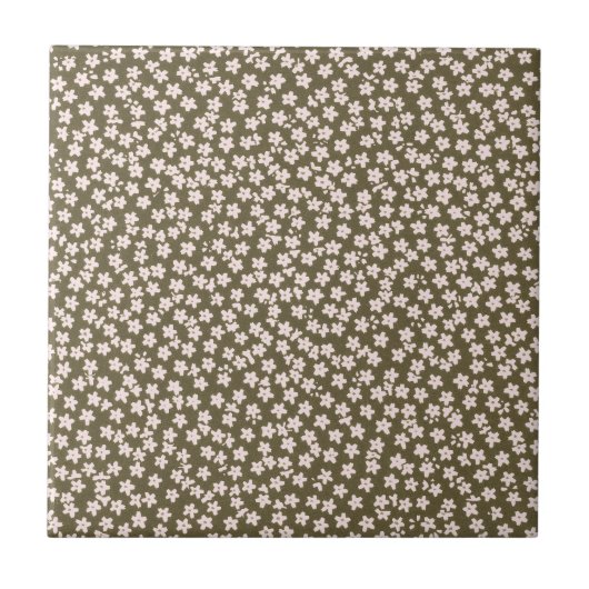 Decorative Retro Japanese Floral Pattern タイル (正面)