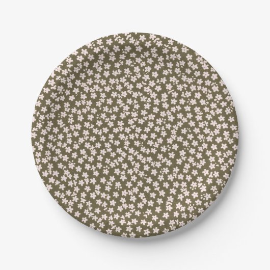 Decorative Retro Japanese Floral Pattern ペーパープレート (正面)