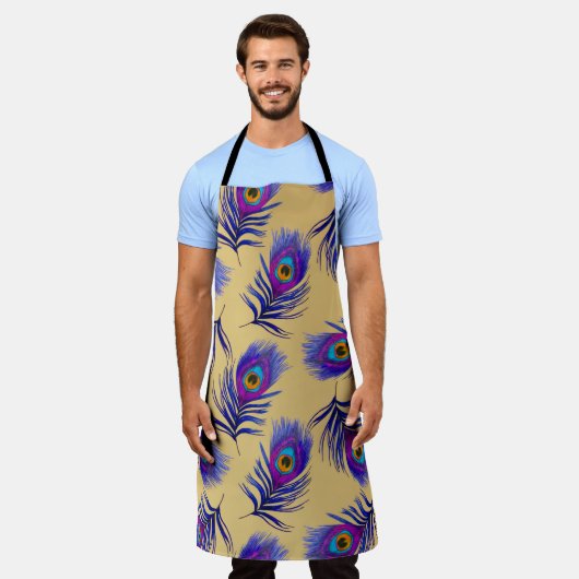 Decorative seamless pattern with beautiful peacock エプロン (着用した状態)