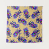 Decorative seamless pattern with beautiful peacock タペストリー (正面(横))