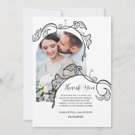 Decorative Simple Photo Wedding Thank You Card セーブザデート