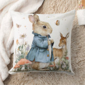 Decorative Spring Rabbit Deer Flowers Throw Pillow クッション (ブランケット)