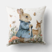 Decorative Spring Rabbit Deer Flowers Throw Pillow クッション (裏面)