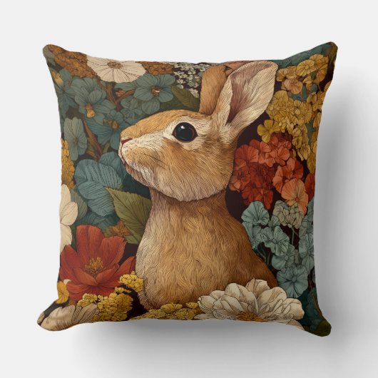 Decorative Spring Rabbit Duck Flowers Throw Pillow クッション (正面)