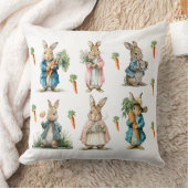 Decorative Spring Rabbit Flowers Throw Pillow クッション (ブランケット)